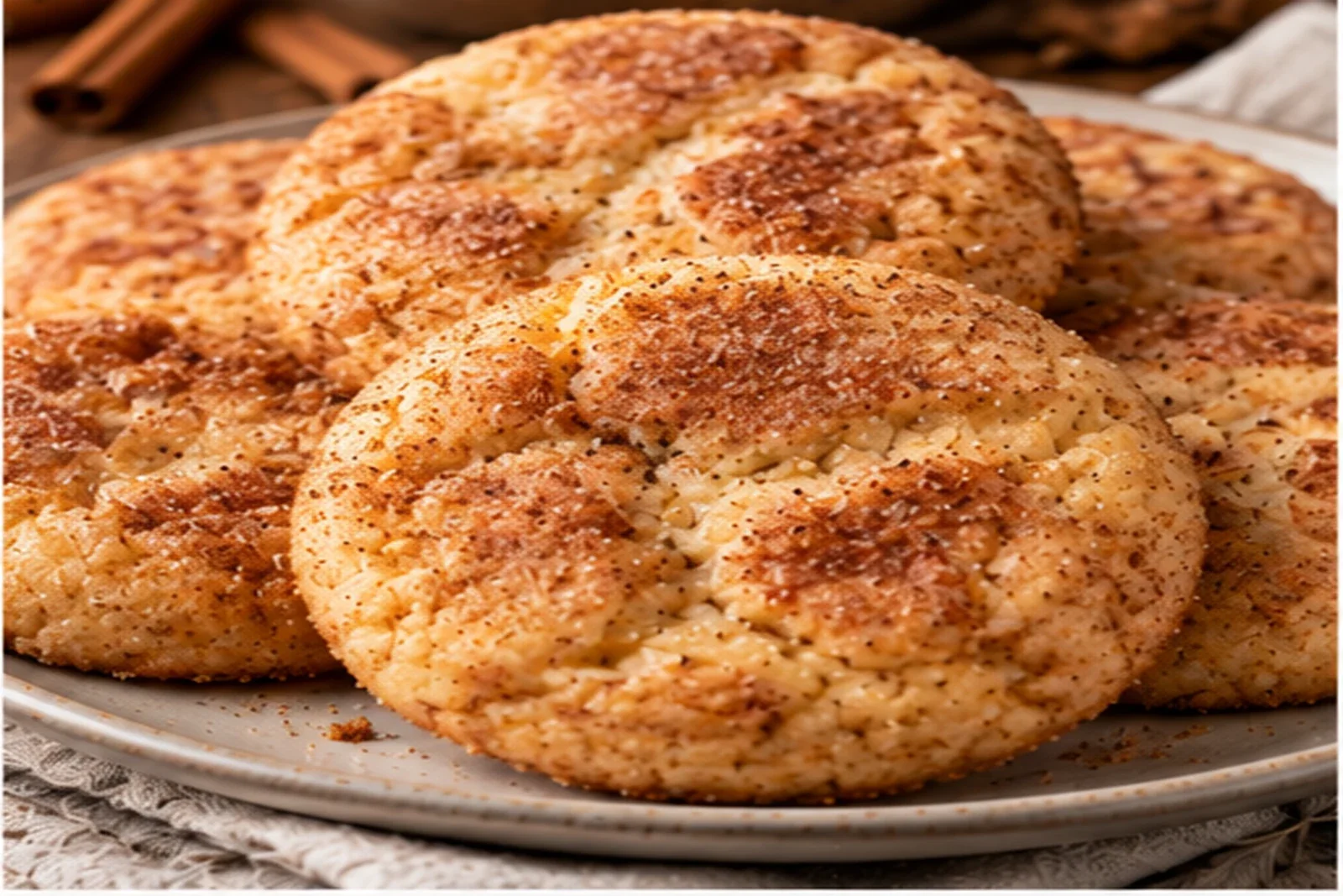 Cinnamon-sugar snickerdoodles with crackled tops