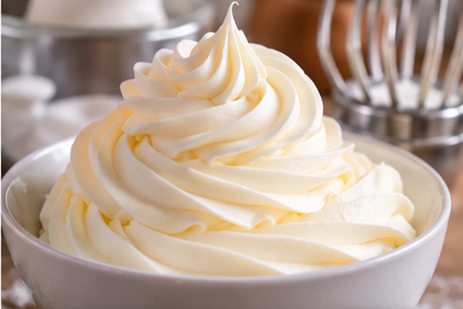 Silky Swiss meringue buttercream piped into glossy smooth swirls